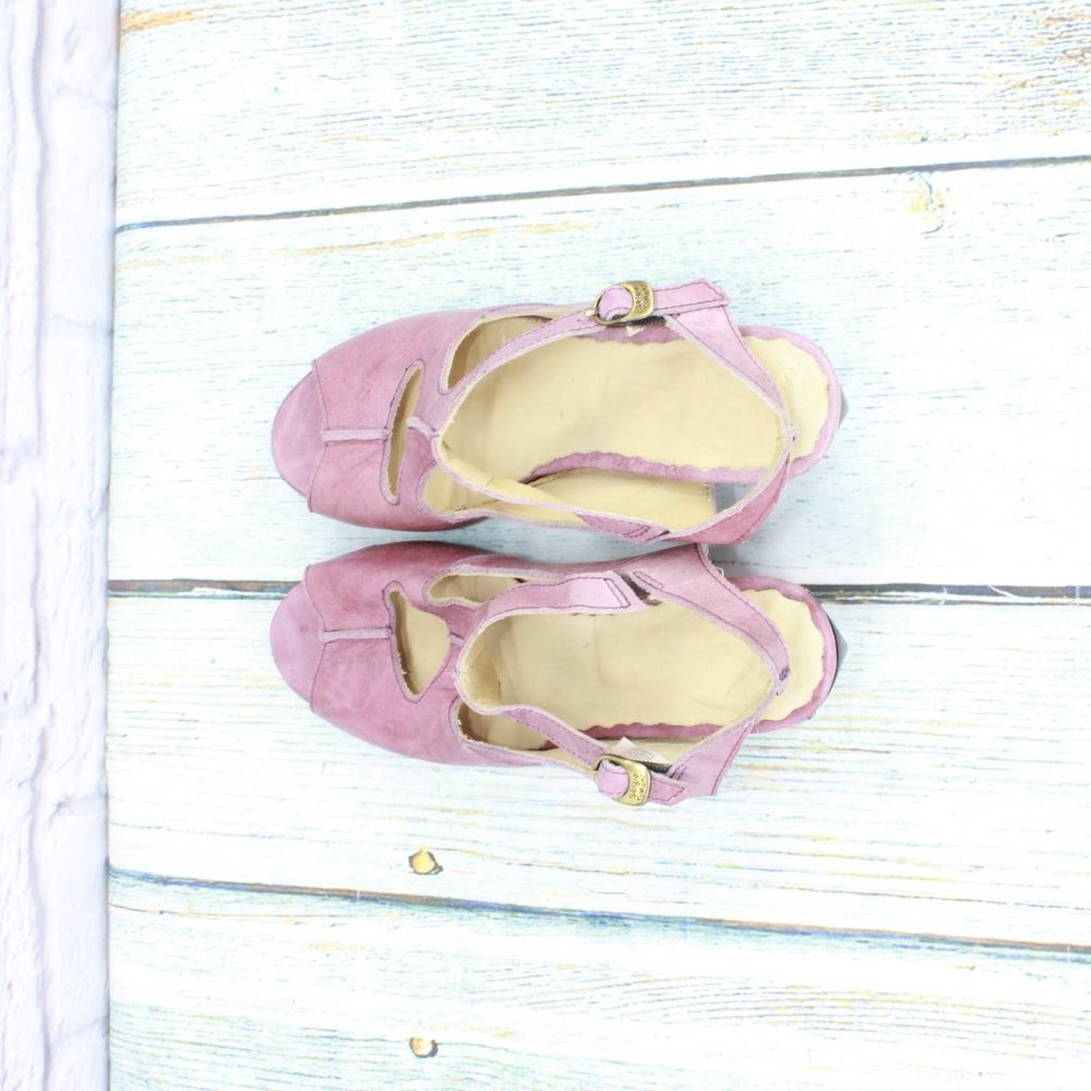 Sergio Tomani Pink Leather Ankle Strap Dress Pump Shoes Size 7.5 - 8 - Picture 7 of 9